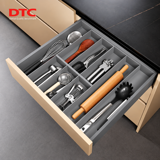 Kit TANDEM BOX 400 × 88 mm Gris Mat, Soft Close, sortie totale, charge 40 kg et réglages 2D.