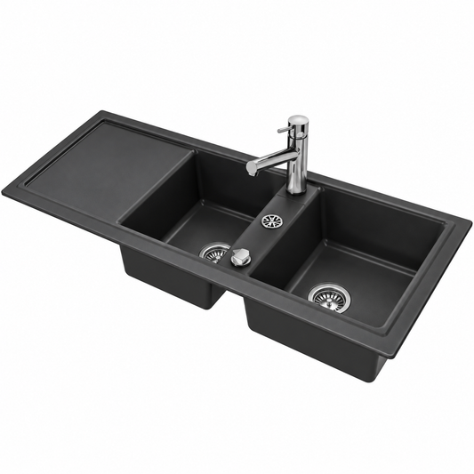 Évier de cuisine DURAVIT Cassia 80 anthracite mat encastrable 116 × 51 cm.
