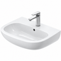 Lavabo mural DURAVIT D-Code blanc brillant 60 × 46 cm avec trop-plein et trou central de robinetterie
