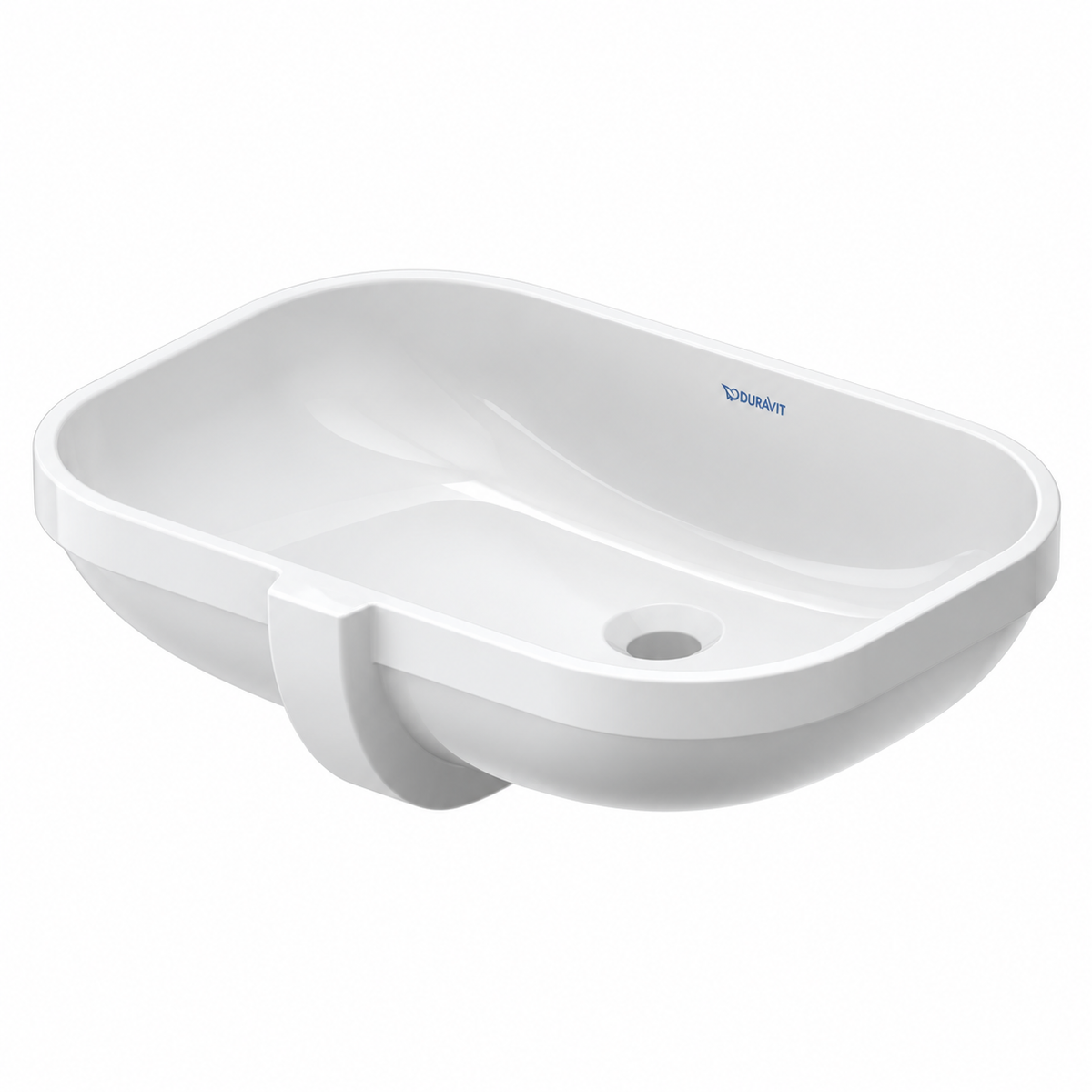 Vasque DURAVIT D-Code blanc brillant à encastrer sous plan avec trop-plein, sans trou de robinetterie
