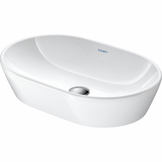 Vasque à poser DURAVIT D-Neo semi-ovale blanche brillante 60 × 40 cm en céramique sanitaire
