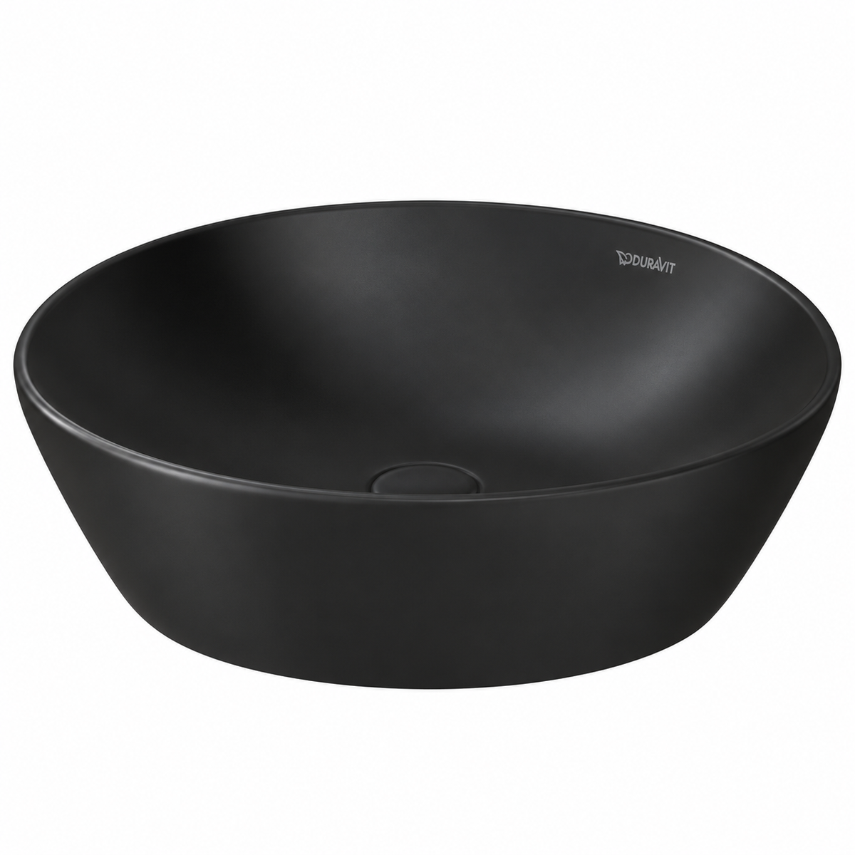 Vasque ronde à poser DURAVIT D-Neo anthracite mat diamètre 40 cm sans trop-plein.
