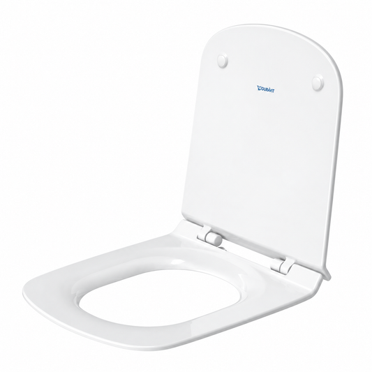 Abattant WC DURAVIT DuraStyle blanc brillant sans amortisseur, forme D et charnières inox
