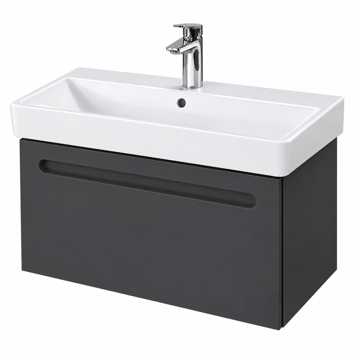 Meuble sous lavabo suspendu DURAVIT No. 1 graphite mat 74 cm avec un tiroir à fermeture amortie
