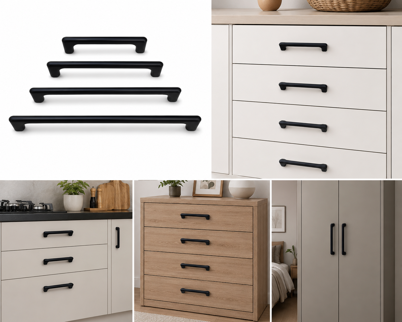 Poignée de Meuble Aluminium Noir Mat – Réf E58