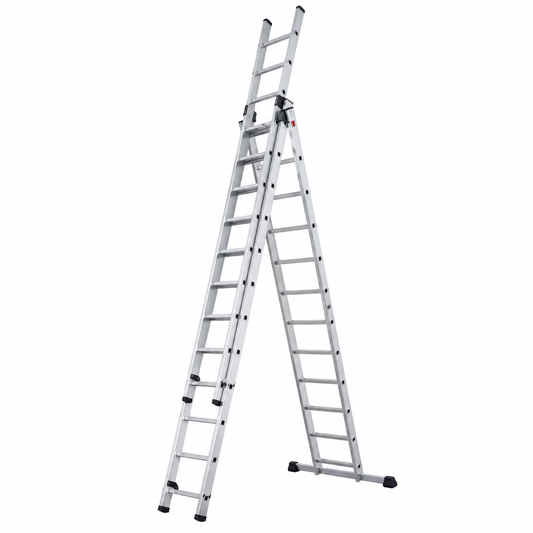 Échelle triple aluminium LITAN à 3 plans disponible en plusieurs longueurs de 3×3 à 6×3 m chez SQES Tunisie.