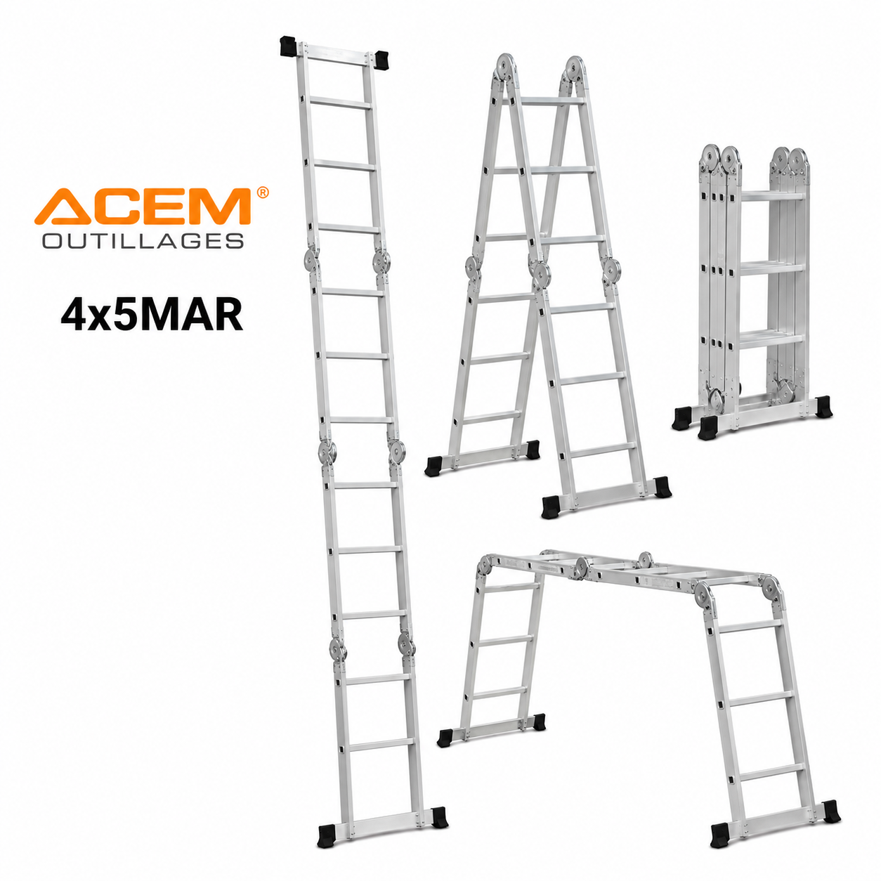 Echelle Articulée Aluminium Multifonction 4×5 – 570cm ACEM