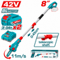 Élagueuse sur perche Brushless TOTAL TPSLI42281 42V, guide 8″ 20 cm, vitesse 11 m/s, avec 2 batteries 2,0 Ah, chargeur et sangle.
