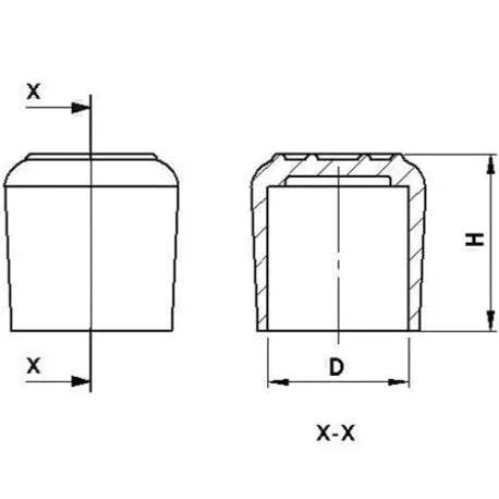 Embout extérieure pour tube Rond - 20 bouchons NOIR en PEHD - SQES