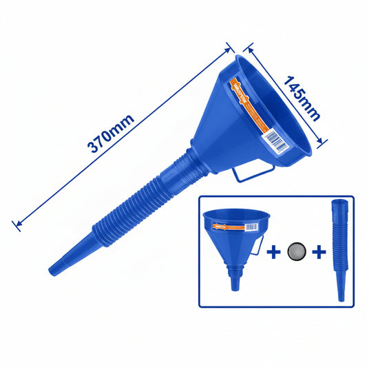 Entonnoir flexible 2-en-1 WADFOW WUF1302, diamètre 145 mm et dimensions 145 × 370 mm, en PP + PE avec poignée et prolongateur souple, pour transfert de liquides compatibles en atelier | SQES Tunisie
