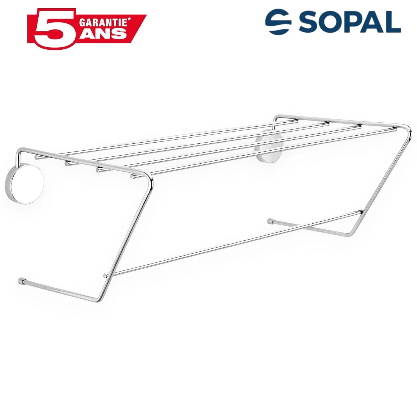 Étagère Porte-Serviettes Inox SOPAL Série Fell SB16A10 — Double Fonction Fixation Murale Salle de Bain | SQES Tunisie
