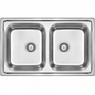 Évier de cuisine inox 800×500 mm avec deux cuves carrées et profondeur 200 mm, sous réserve de confirmation technique du modèle.