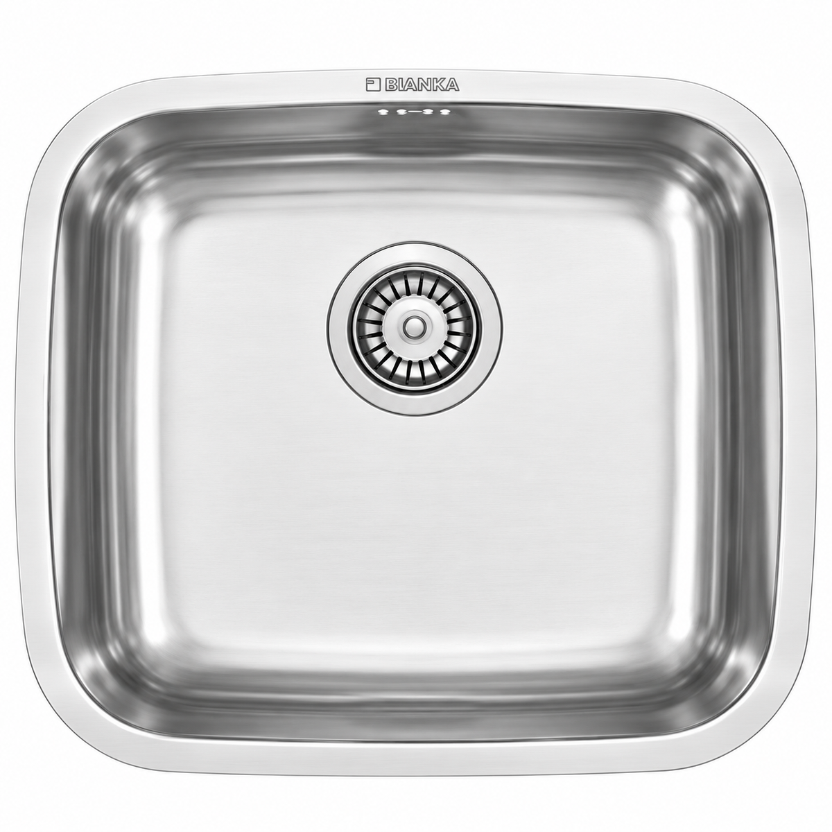 Évier de cuisine inox à une cuve pour installation sous-plan. Caractéristiques techniques vérifiées sur la fiche produit SQES.