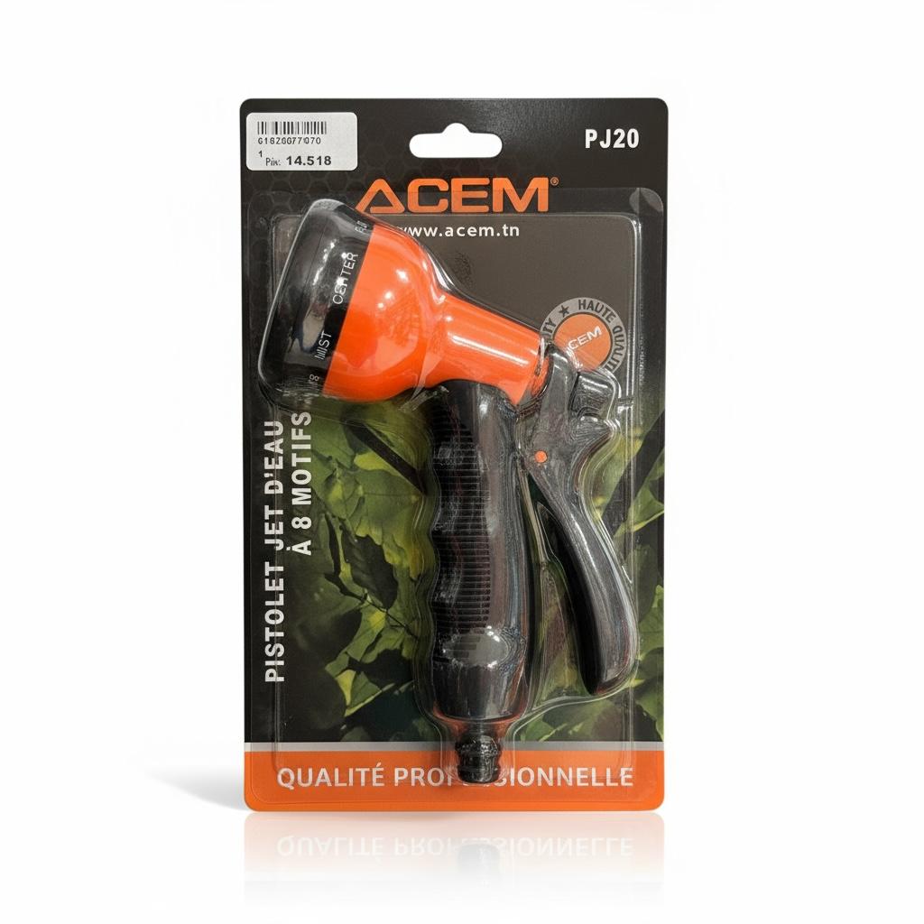 Pistolet d'Arrosage 8 Motifs ACEM - Jet Réglable Multi-Usage pour Jardin