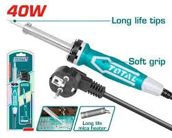 Fer à souder électrique TOTAL TAMWH75052 40W – pointe remplaçable, support inclus, travaux légers et précis
