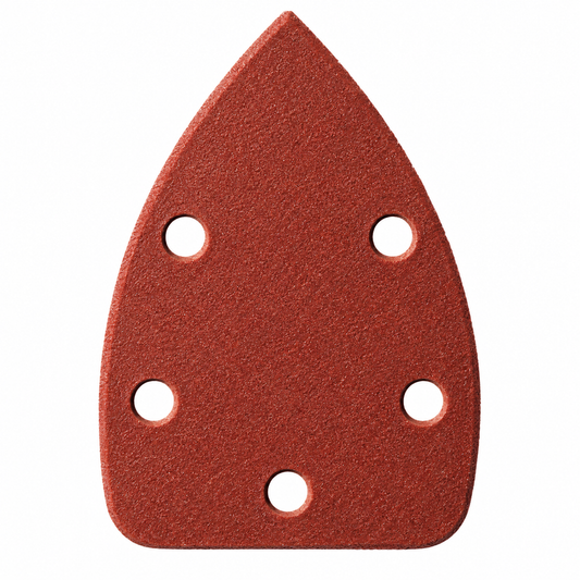 Lot de 5 feuilles abrasives VALEX grain P80, format 140 × 100 mm, forme goutte et fixation auto-agrippante pour ponceuse palmare | SQES Tunisie
