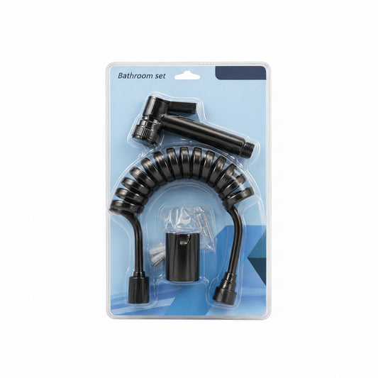 Flexible Toilette Spirale 1.2m Noir avec Douchette Shut-Off et Support