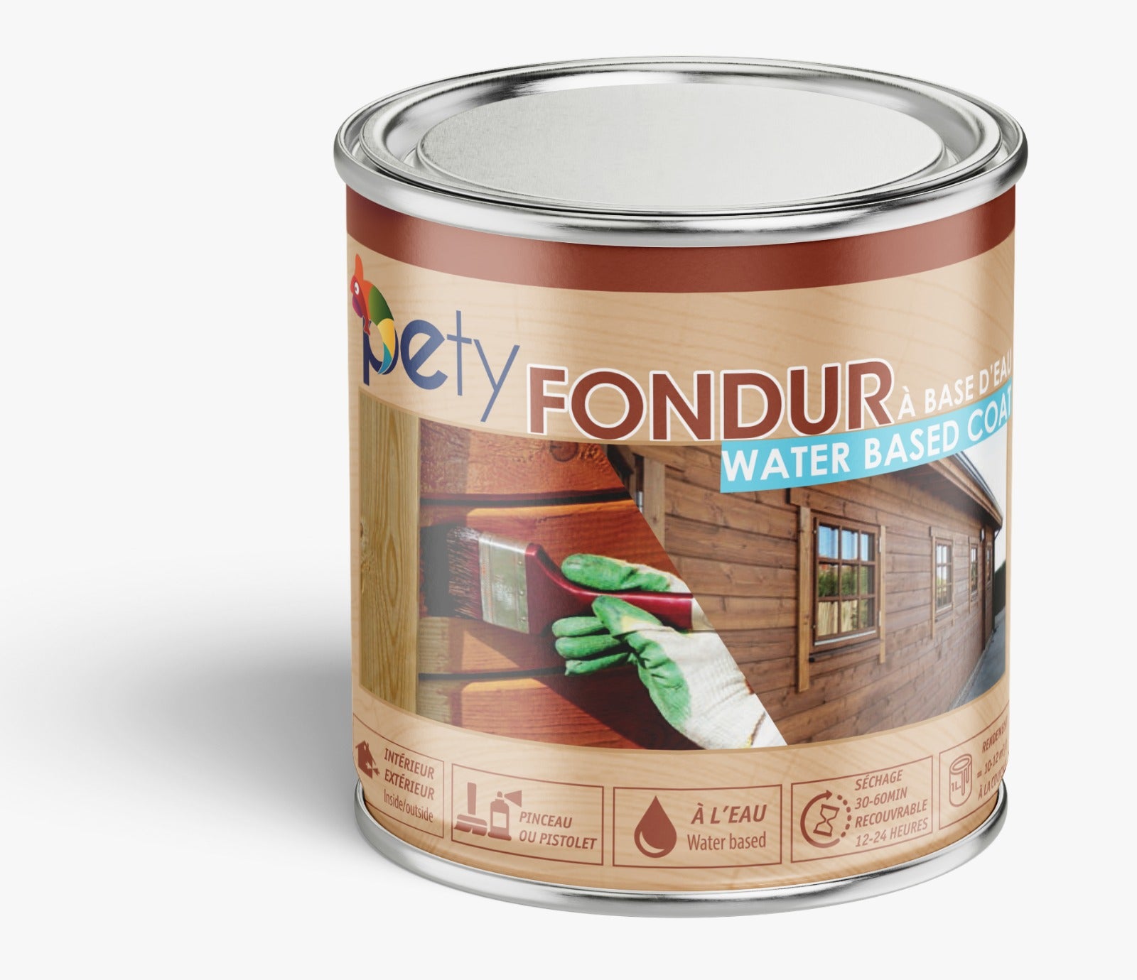Fondur PETY 750ml – fond dur base eau pour bois, scelle les pores, renforce adhérence lasure et vernis, formule écologique faible COV
