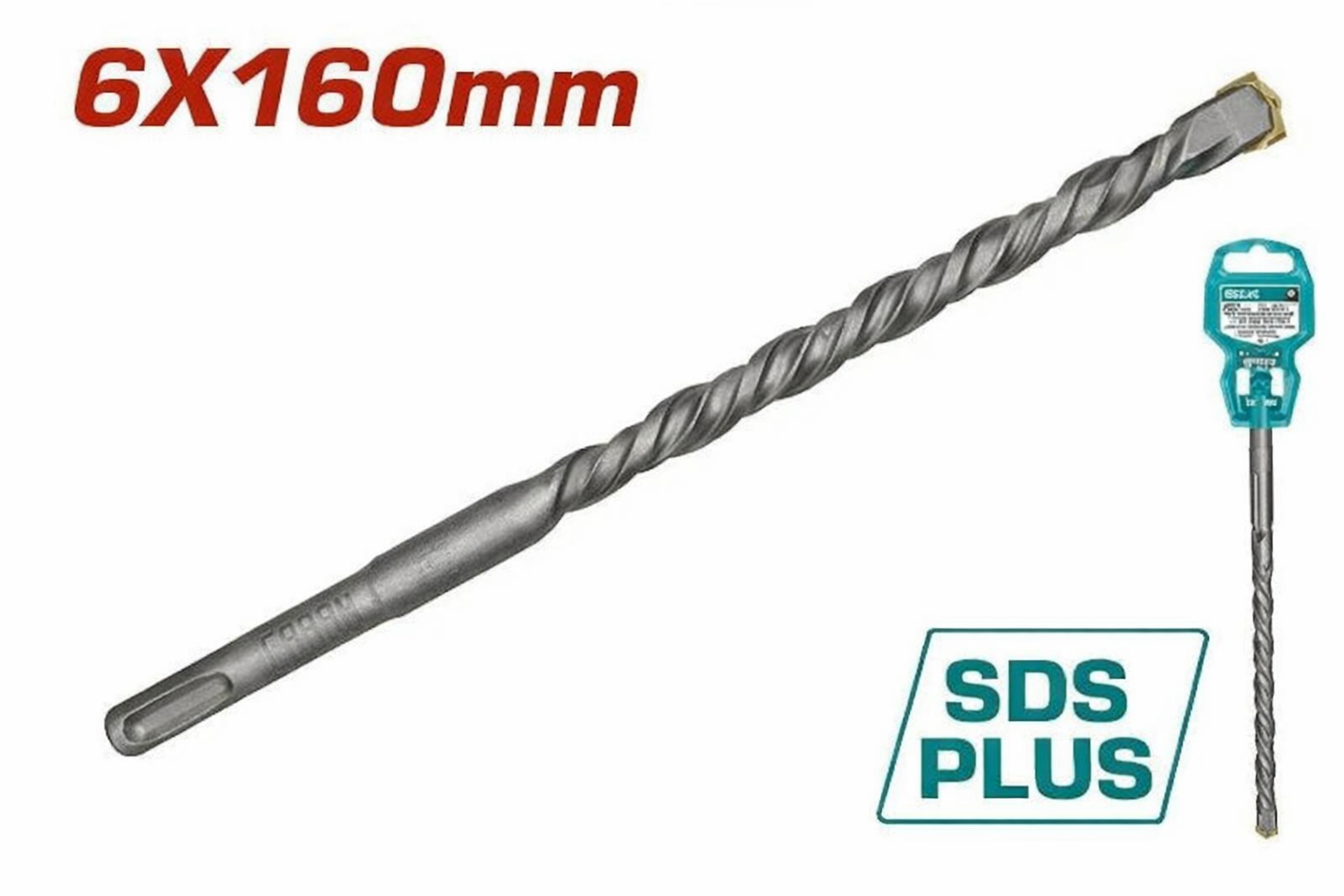 Foret béton SDS+ TOTAL TAC311002 Ø6mm 160mm – carbure de tungstène, hélice optimisée, compatible perforateurs SDS+, béton pierre maçonnerie
