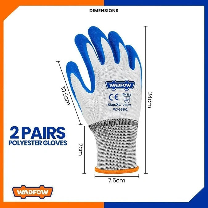 Gants Industriels | Coque Polyester et Revêtement Latex - Taille XL - SQES