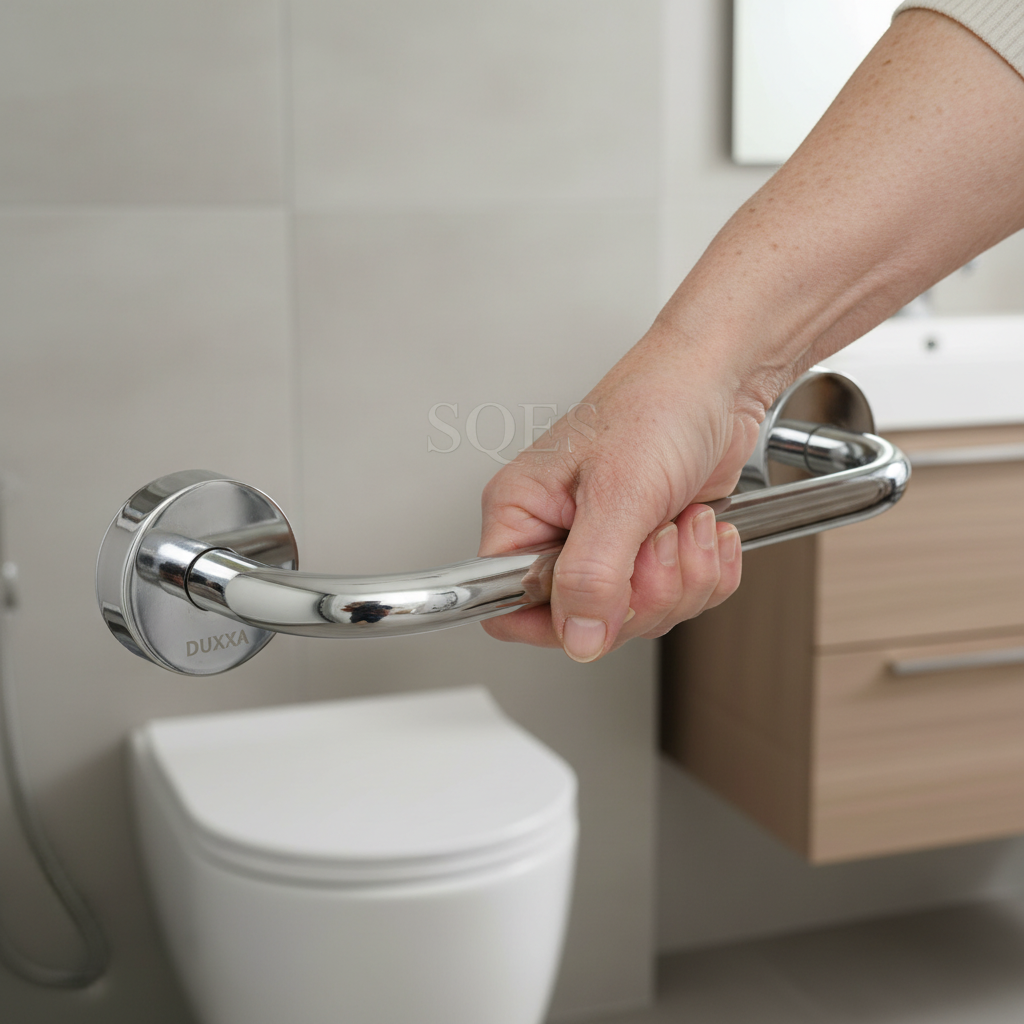 Gros plan main sur barre d'appui Duxxa