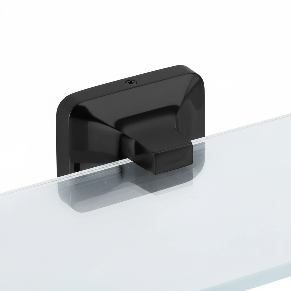 Gros plan sur le support noir mat et le verre trempé