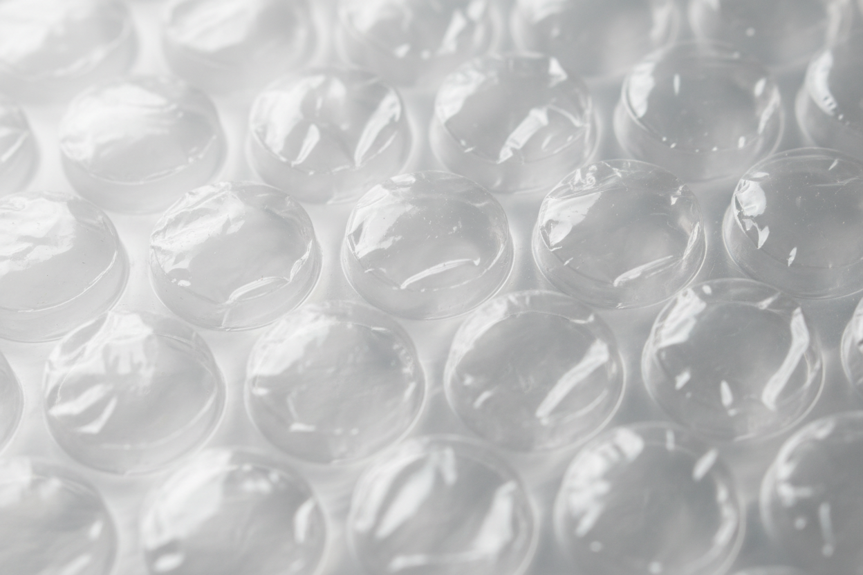 Gros plan sur les bulles d'air du film protecteur