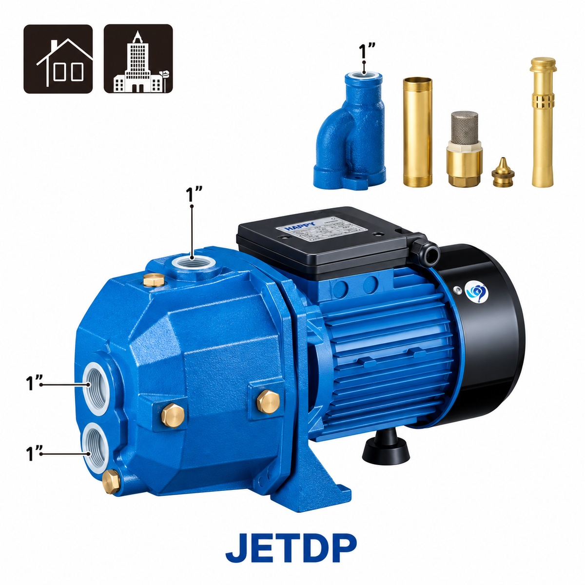 HAPPY Pompe JET-DP550 1HP – Pompe de surface | SQES Tunisie

