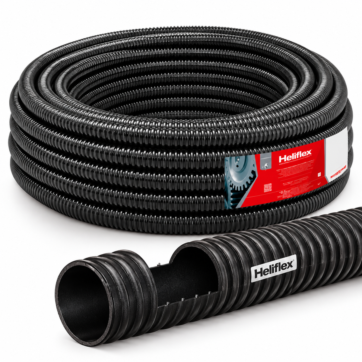 Flexible HELIFLEX HELIPRENE vendu au rouleau de 30 m, dimensions 50, 60 et 80. TPE avec spirale acier pour aspiration et ventilation. SQES Tunisie.
