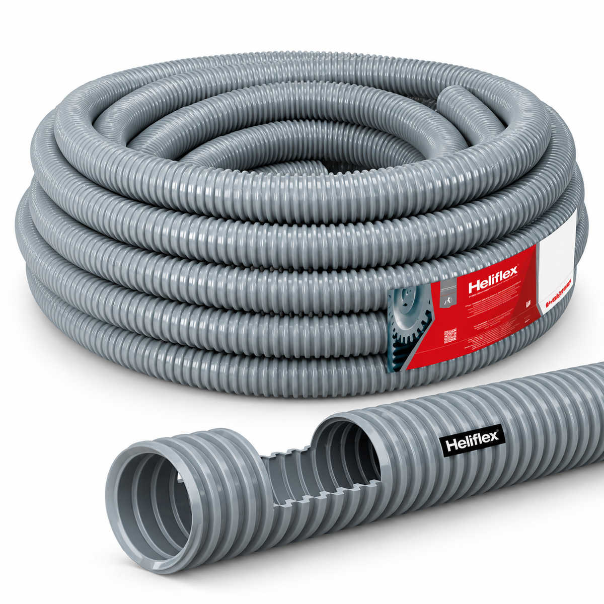 Tuyau flexible HELIFLEX HIDROFLEX vendu au rouleau de 50 m, dimensions 25, 32, 40, 50 et 63, prix unitaire au mètre affiché.