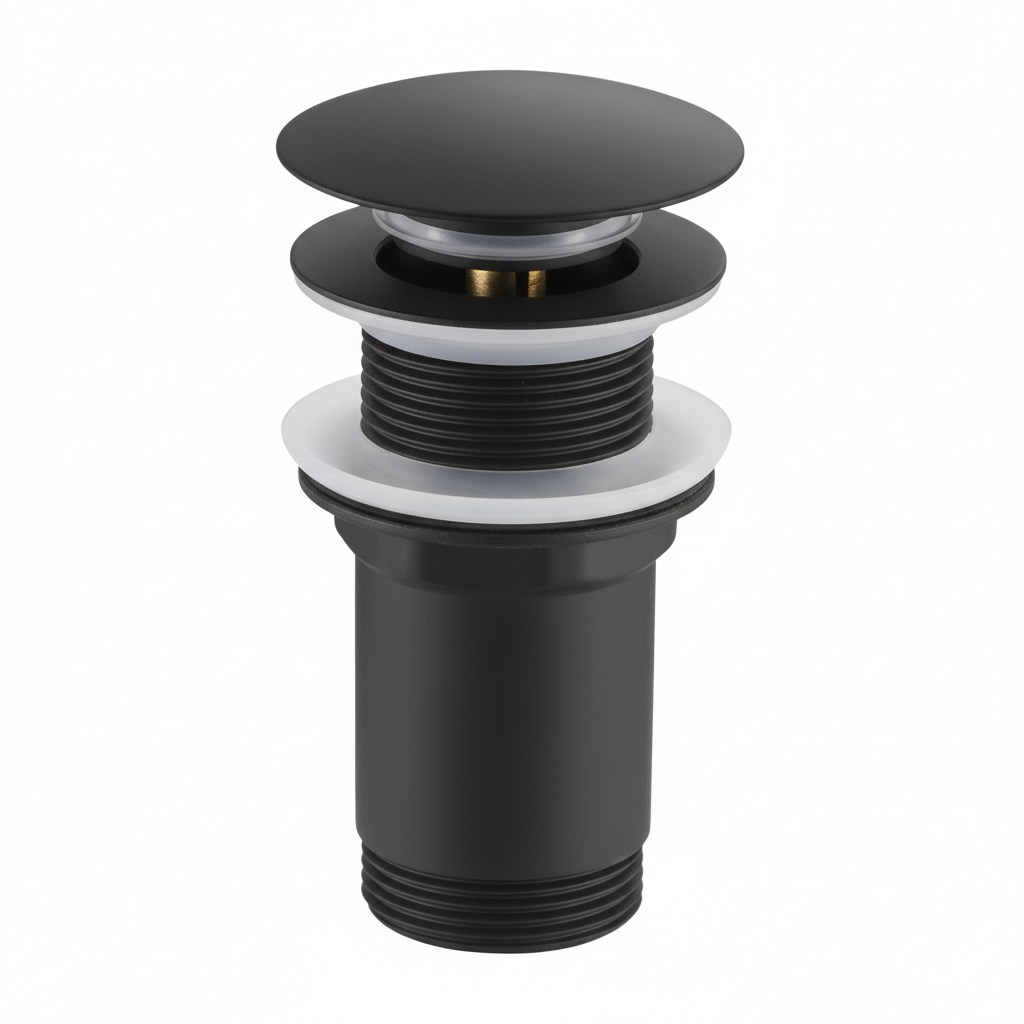 Vidage Lavabo Clic Clac Noir sans Trop-Plein 2040H Fabia - Système pop-up moderne pour lavabo design