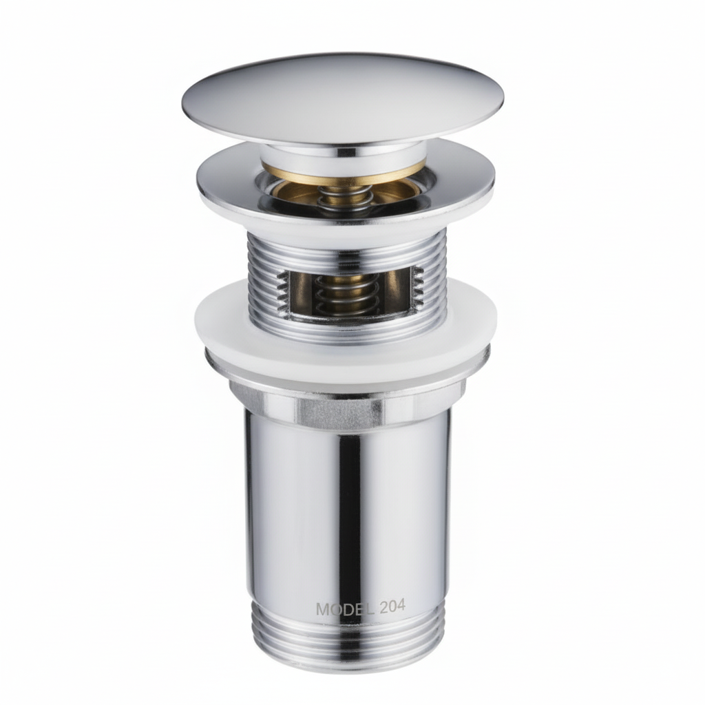 Vidage Lavabo Clic Clac Chrome avec Trop-Plein 204 Fabia - Système pop-up pour salle de bain