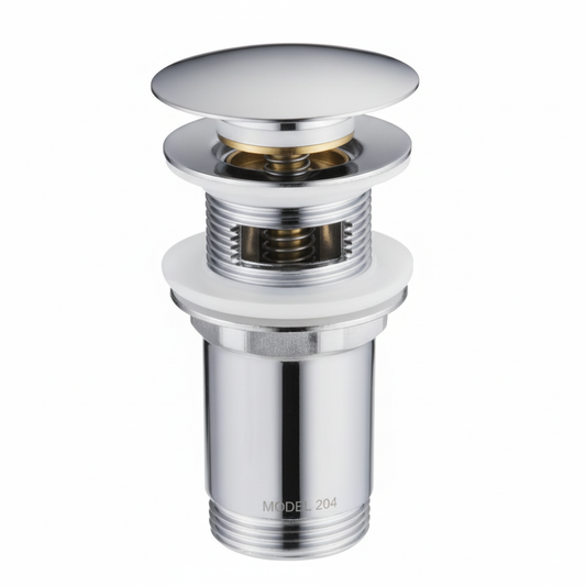 Vidage Lavabo Clic Clac Chrome avec Trop-Plein 204 Fabia - Système pop-up pour salle de bain