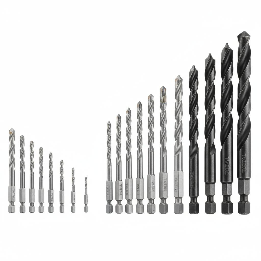 Ensemble de 16 Forets TOTAL TACSDL11608 - Métal, Beton et Bois - coffret meche