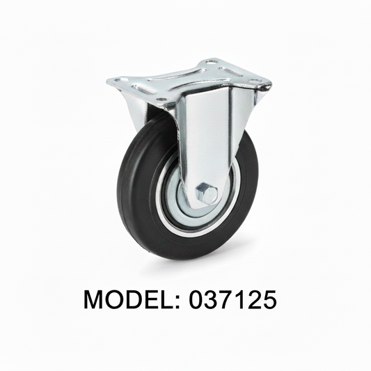 Roue caoutchouc industriel fixe 125mm noir 037125 - photo professionnelle