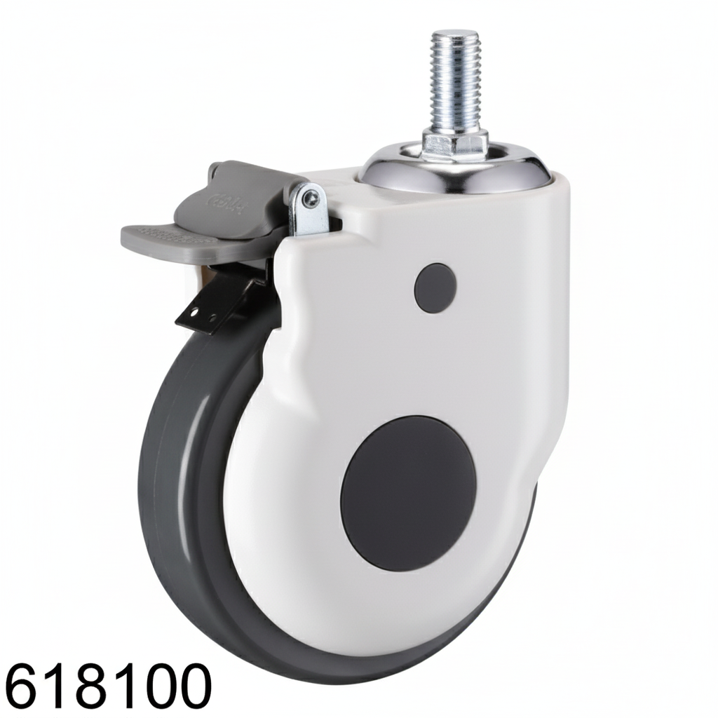 Roue médicale pivotante avec frein fileté 100mm 618100 - photo professionnelle