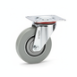 Roue caoutchouc industriel pivotante avec plaque 250mm gris 019250 - photo professionnelle