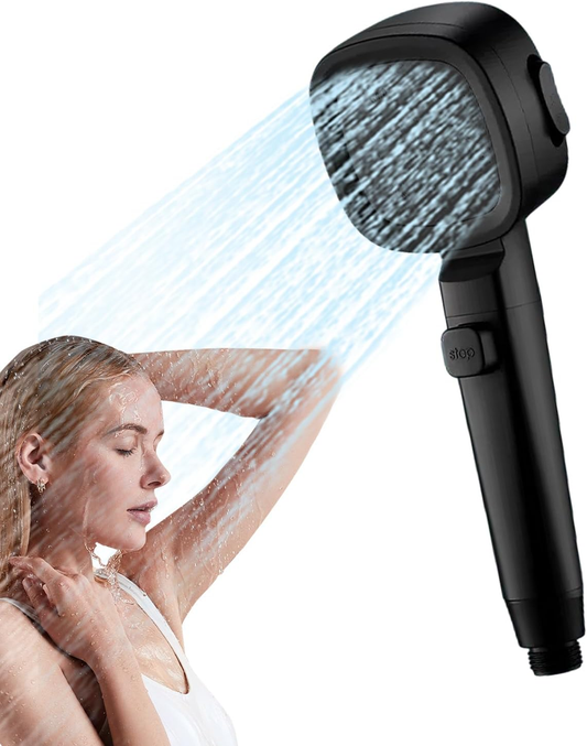 Pommeau de Douche Haute Pression Filtré 3 Modes Noir