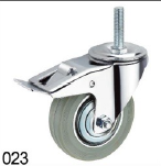 Roue Caoutchouc Industriel Pivotante + Tige + Frein 75mm Gris 023075