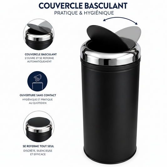 Poubelle design à couvercle basculant – usage professionnel restaurant