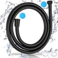 Flexible de Douche 1.5m Anti-Torsion Noir Mat PVC Laiton