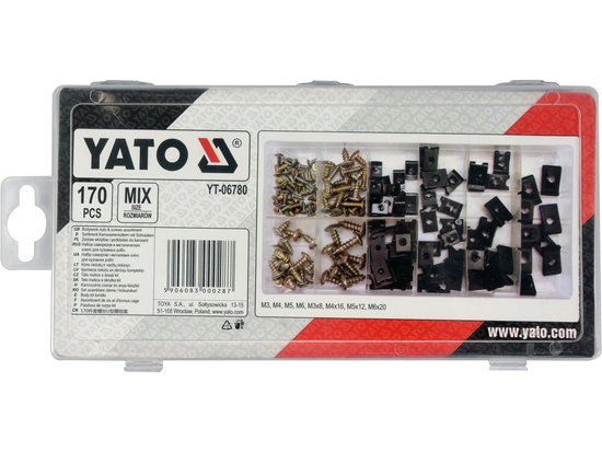 Assortiment 170 Écrous et Vis de Carrosserie YATO YT-06780 — Galvanisé Pro