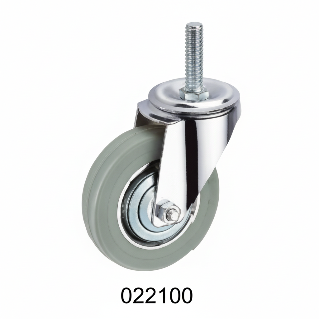 Roue caoutchouc industriel pivotante avec tige 100mm gris 022100 - photo professionnelle