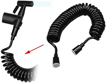 Flexible Toilette Spirale 1.2m Noir avec Douchette Shut-Off et Support