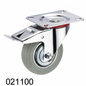 Roue caoutchouc industriel pivotante avec plaque et frein 100mm gris 021100 - photo professionnelle