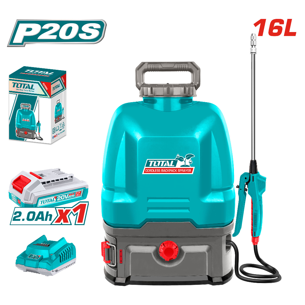 Pulvérisateur à dos sans fil 20V 16L TOTAL TSPLI20162 P20S batterie 2Ah agriculture jardinage – sqes menzah 8 bricolage meilleur prix en tunisie