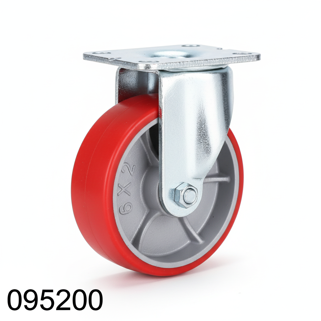 Roue fonte PU fixe 200mm rouge 095200 - photo professionnelle