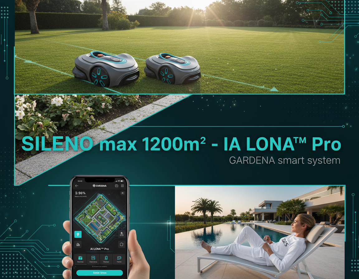 Tondeuse Robotisée Smart SILENO max 1200m² - Technologie IA LONA™ + Trim-to-Edge + DuoConnect Pro GARDENA