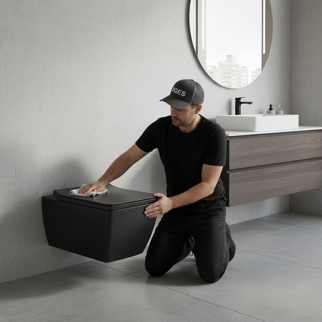 WC Suspendu DURA FIRST noir mat sans bride avec abattant soft close - design luxueux moderne