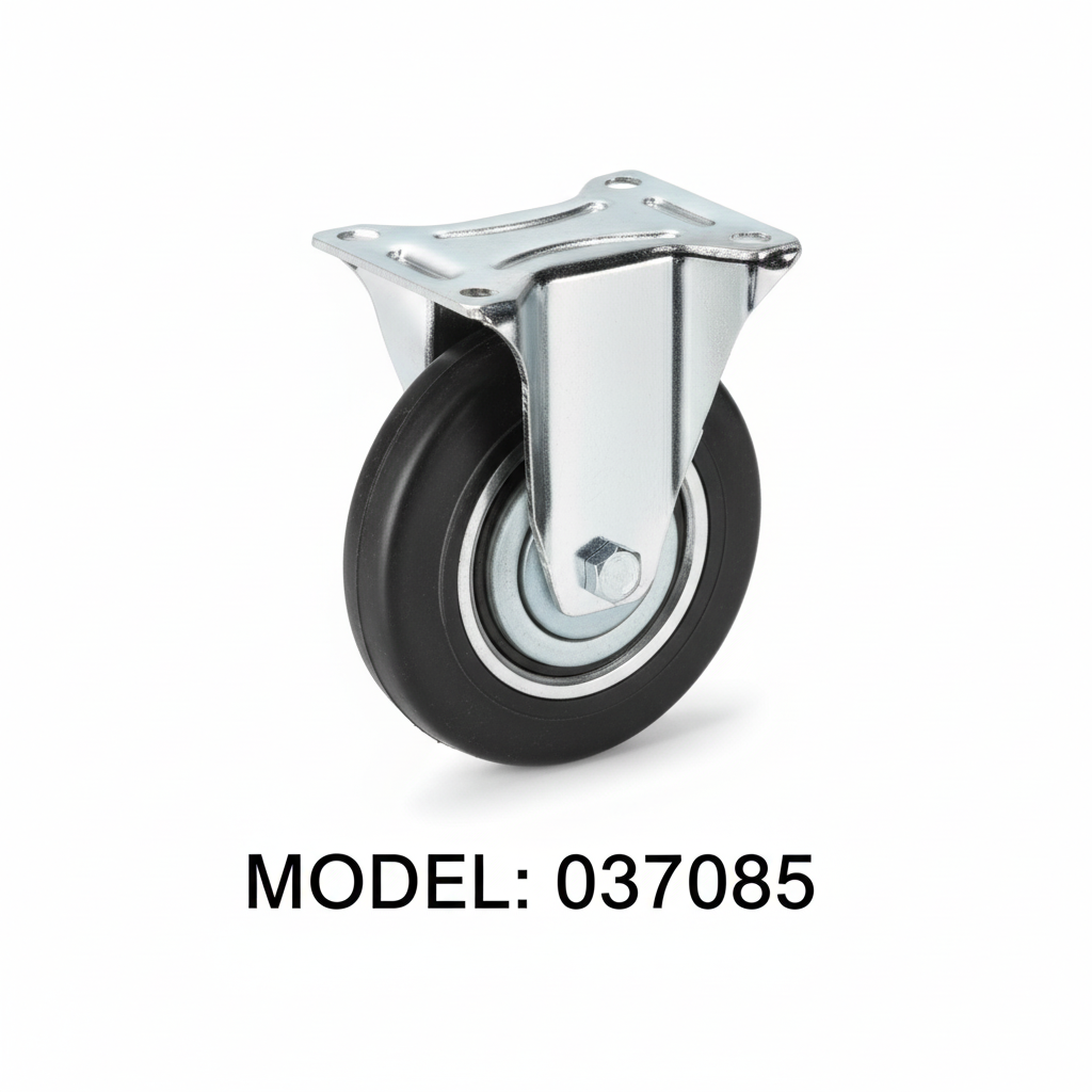 Roue caoutchouc industriel fixe 85mm noir 037085 - photo professionnelle